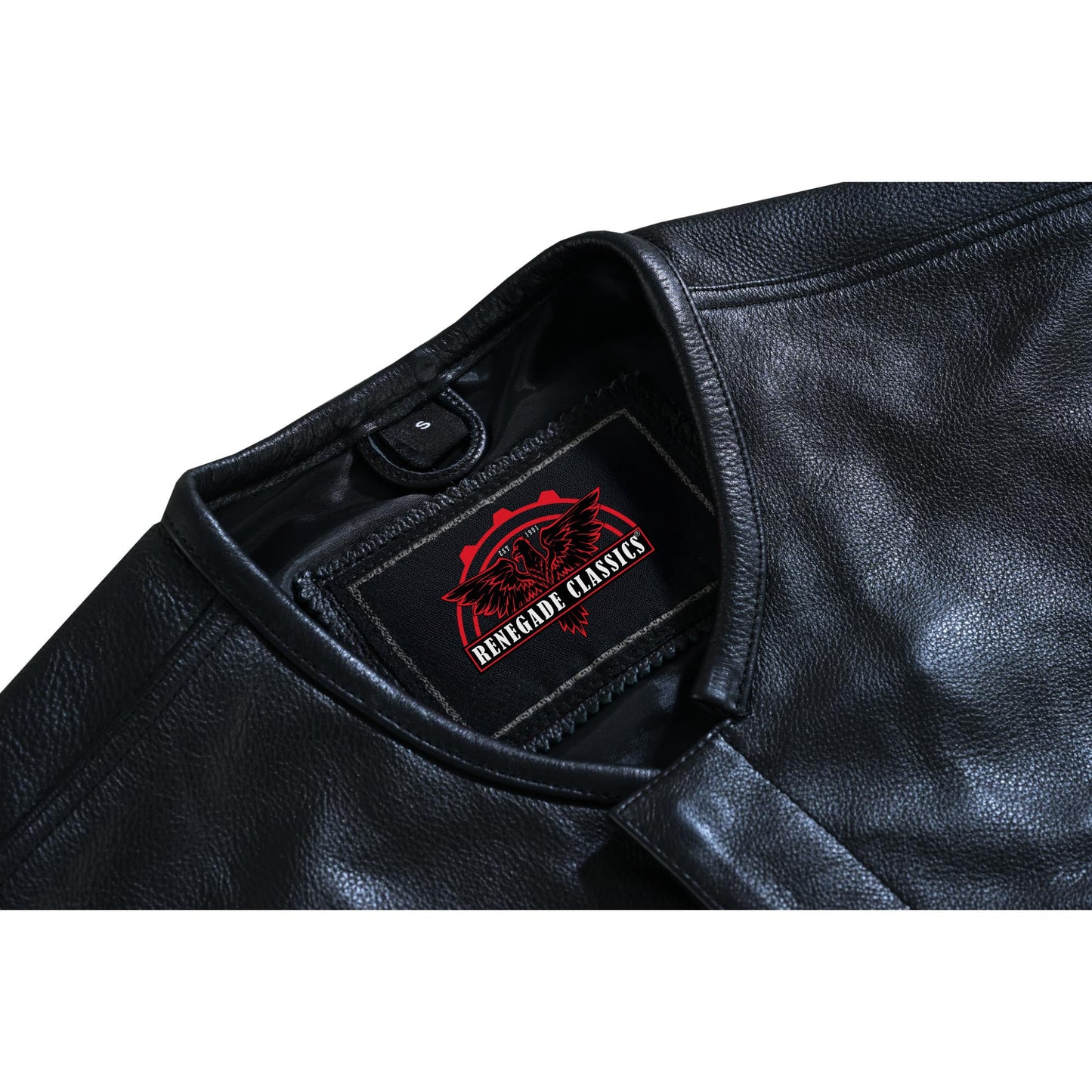 Men's Black Leather Motorcycle Vest with Upgraded Style
