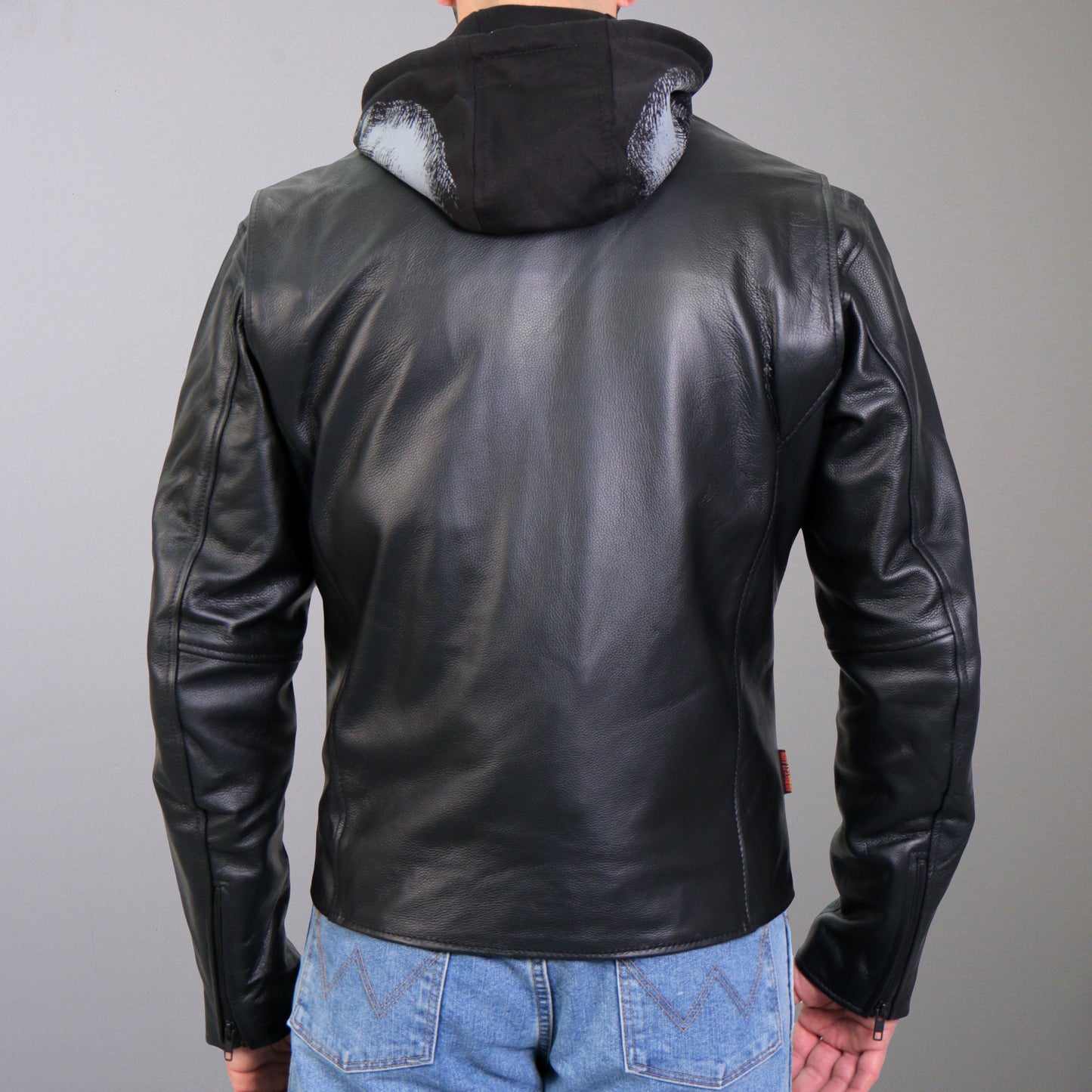Hot Leathers JKM1031 Men’s Biker ‘Skull and Bones’ Leather Motorcycle Jacket with Flannel Lining