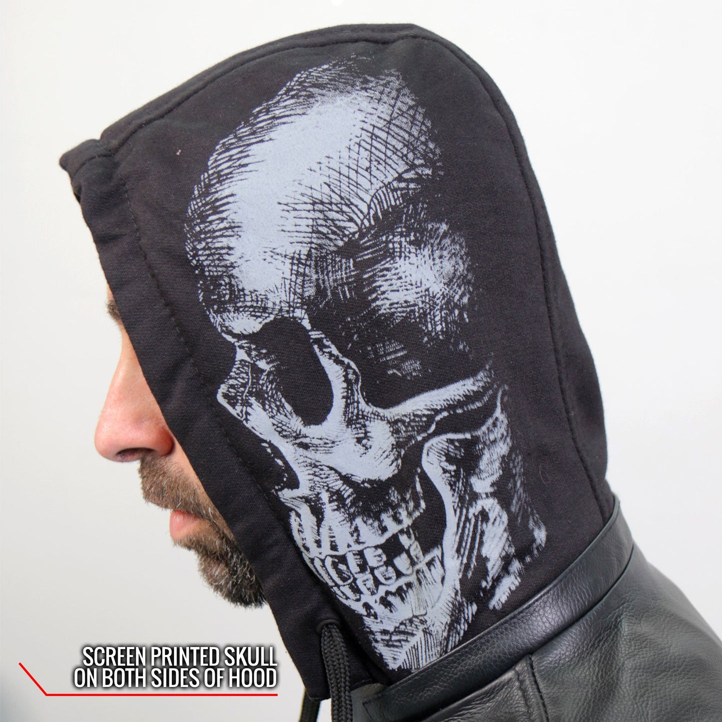Hot Leathers JKM1031 Men’s Biker ‘Skull and Bones’ Leather Motorcycle Jacket with Flannel Lining