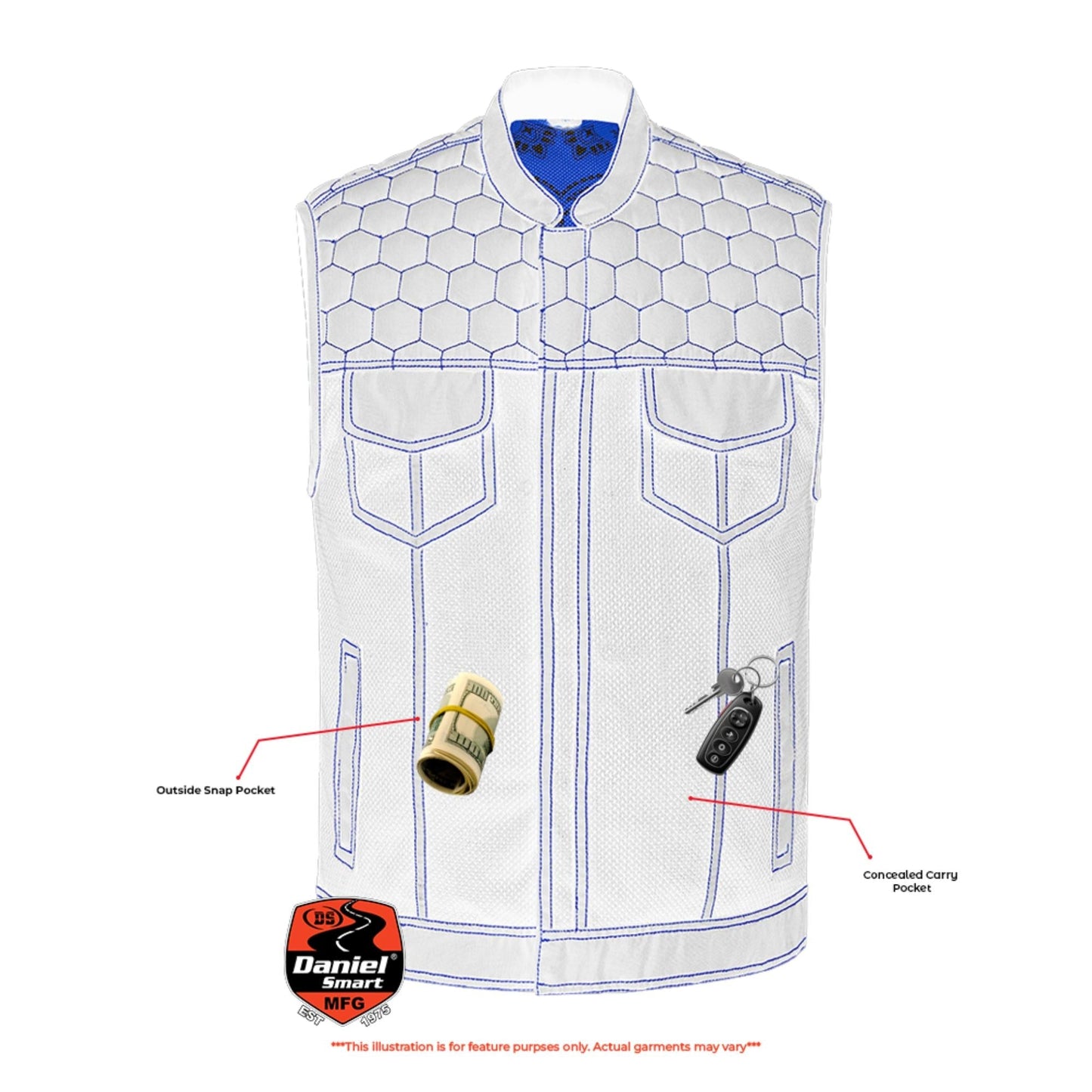 Blue Soul Men's Black Mesh Textile Vest