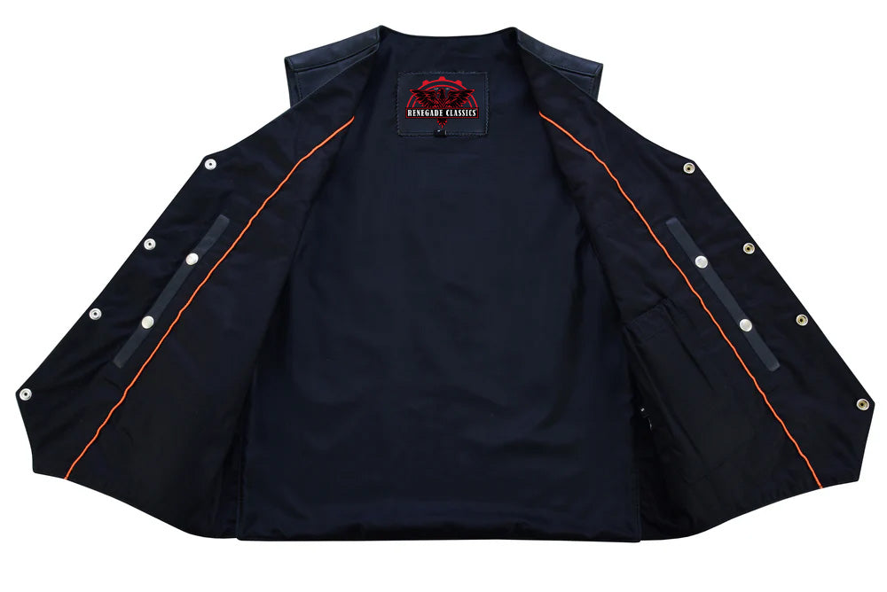 Men's Single Back Panel motorcycle vest
