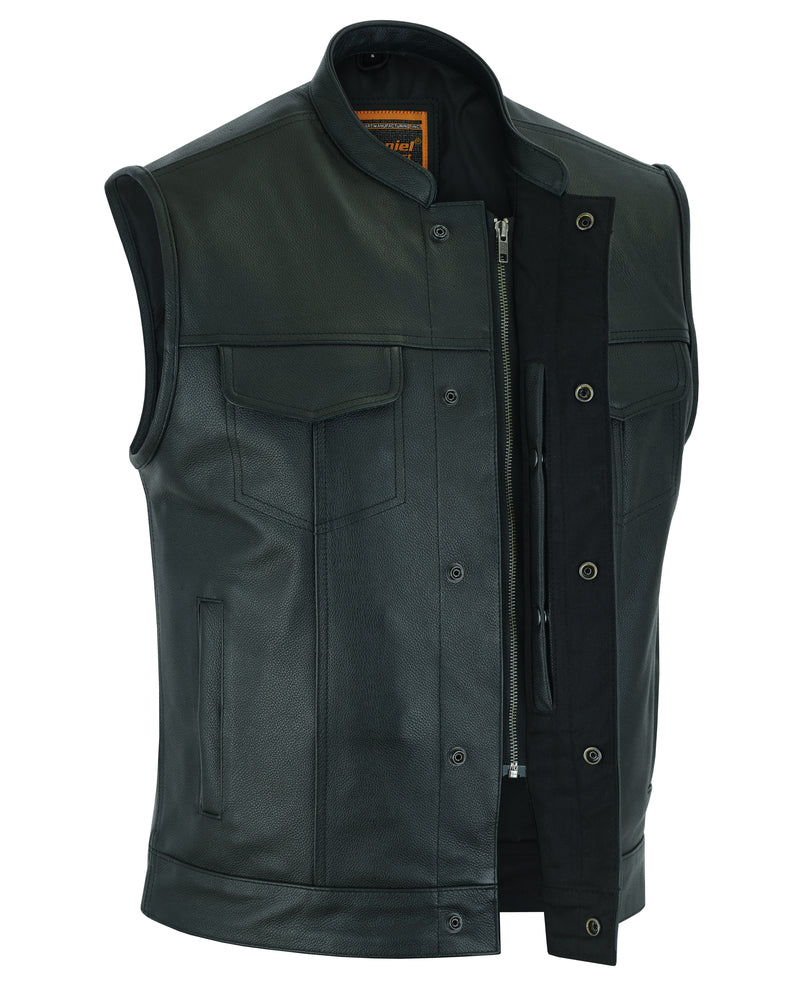 Blackhawk Scoop Collar Men's Motorcycle Vest - Smart Access Pocket & Hidden Zipper