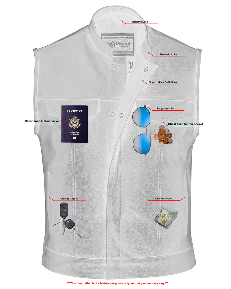 Blackhawk Scoop Collar Men's Motorcycle Vest - Smart Access Pocket & Hidden Zipper
