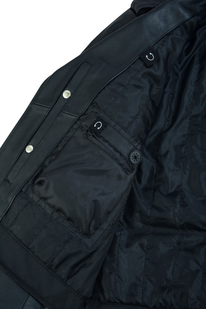 Super Arnold Men's Black Leather Jacket – Retro Design