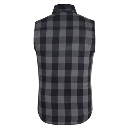 Gray Ride Men's Gray and Black Sleeveless Flannel Shirt