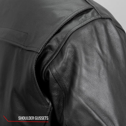 Hot Leathers JKM1022 Mens Motorcycle Leather Biker Jacket with Concealed Carry Pocket