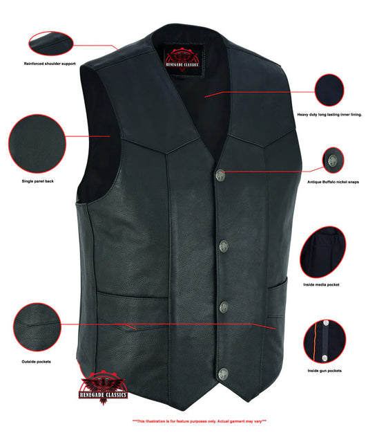 Advance Men's Buffalo Nickel Head Snap Vest