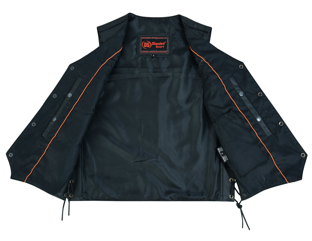 Men's Traditional Leather side lacing Vest - Black