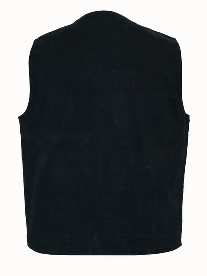 Men's Traditional Motorcycle Denim Vest with Plain Sides