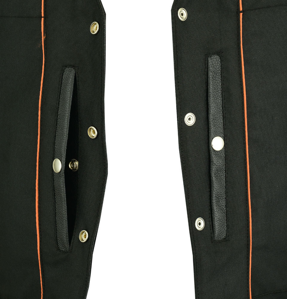 Men's Milled Single Back Panel Leather  Vest - Black