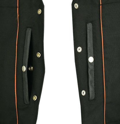Men's Milled Single Back Panel Leather  Vest - Black