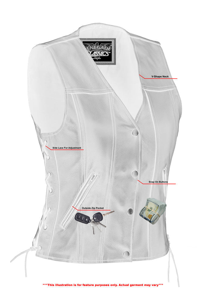 Ella Women's leather motorcycle vest -  Black
