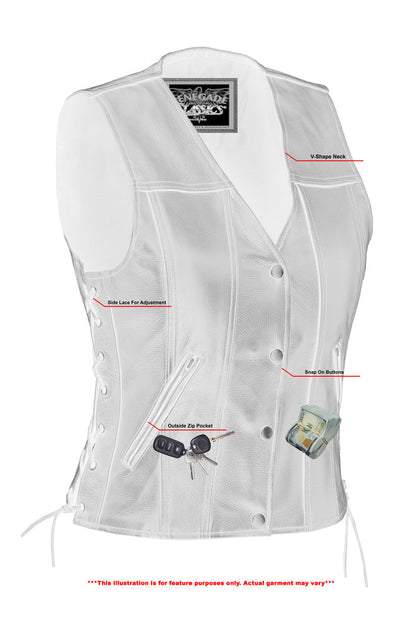 Ella Women's leather motorcycle vest -  Black