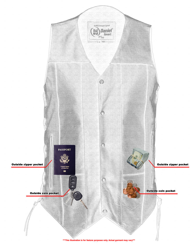 Men's Ten Pocket Utility Black Vest - TALL