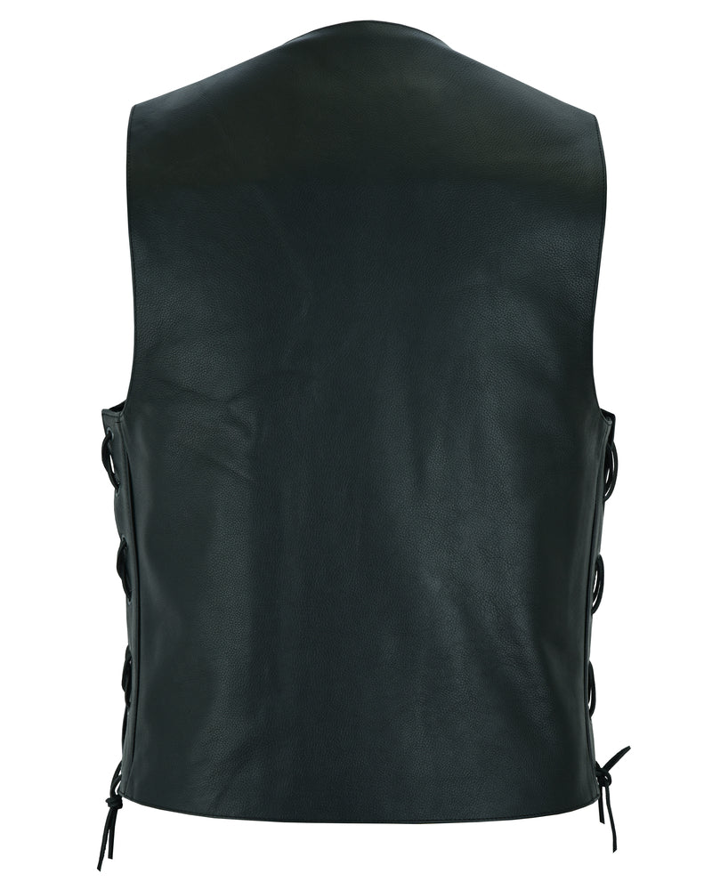 Men's Traditional Leather side lacing Vest - Black